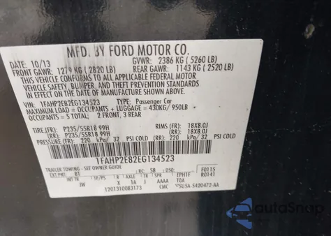 2014 Ford Taurus Sel z USA, uszkodzony, nr VIN 1FAHP2E82EG134523